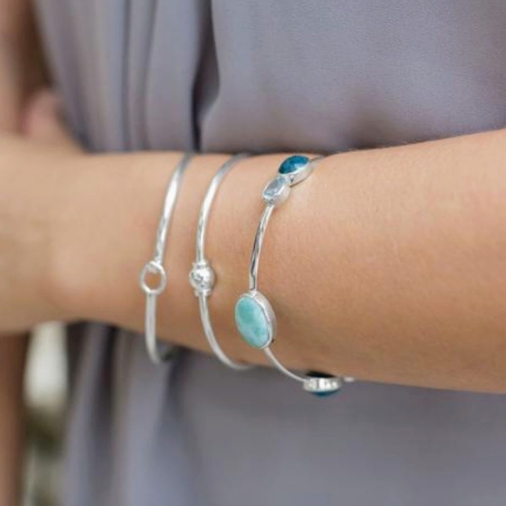 Sterling Silver Multistone Stackable Bangle